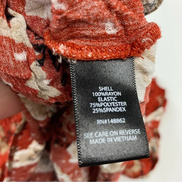 Torrid 5X Babydoll Crinkle Gauze Midi Top Orange Floral Women's Plus Stretch - Picture 6 of 7